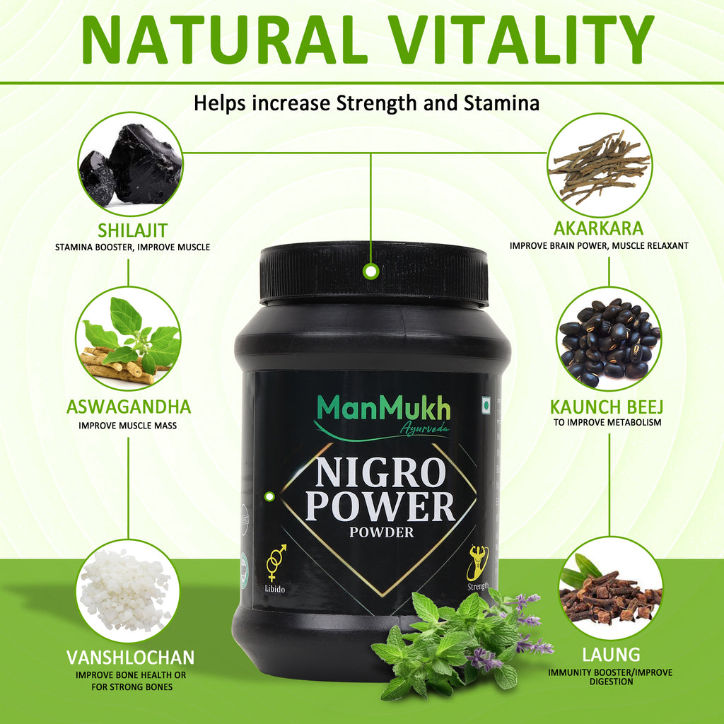 Nigro Power Powder – Ayurvedic Weight Gain, Strength & Digestion Booster (200g)